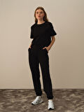 Xint Siyah Pamuk Dokulu Regular Fit Sweat Pantolon