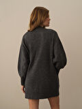 Xint Koyu Gri Lüks Pamuk Dokulu Oversize Hırka