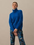 Xint Mavi Lüks Pamuk Dokulu Oversize Kazak
