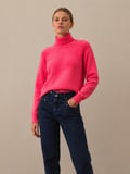 Xint Pembe Oversize Balıkçı Yaka Kazak