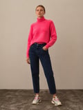 Xint Pembe Oversize Balıkçı Yaka Kazak