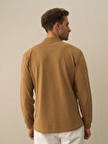 Xint Camel Pamuk Dokulu Regular Fit Uzun Kollu Tişört