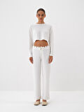 Xint Ekru Esnek Dokulu Regular Fit Sweat Pantolon