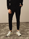 Xint Siyah Pamuk Dokulu Regular Fit Sweat Pantolon