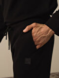 Xint Siyah Pamuk Dokulu Regular Fit Sweat Pantolon