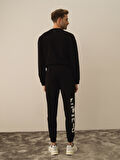 Xint Siyah Pamuk Dokulu Regular Fit Sweat Pantolon