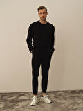 Xint Siyah Pamuk Dokulu Regular Fit Sweat Pantolon