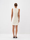 Xint Ekru Doğal Yün Dokulu Regular Fit Elbise