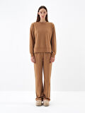 Xint Camel Pamuk Dokulu Oversize Sweatshirt