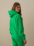 Xint Yeşil Pamuk Dokulu Oversize Sweatshirt