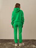 Xint Yeşil Pamuk Dokulu Oversize Sweatshirt