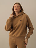 Xint Camel Pamuk Dokulu Oversize Sweatshirt
