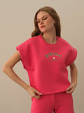 Xint Pembe Pamuk Dokulu Oversize Sweatshirt