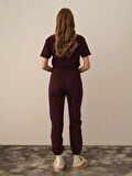Xint Bordo Pamuk Dokulu Regular Fit Sweat Pantolon