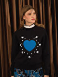 Xint Siyah Pamuk Dokulu Oversize Sweatshirt