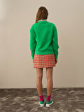 Xint Yeşil Pamuk Dokulu Oversize Sweatshirt
