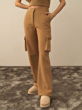 Xint Camel Pamuk Dokulu Oversize Kargo Pantolon