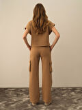 Xint Camel Pamuk Dokulu Oversize Kargo Pantolon