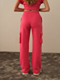 Xint Pembe Pamuk Dokulu Oversize Kargo Pantolon
