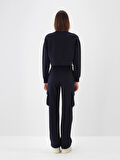 Xint Lacivert Pamuk Dokulu Oversize Sweatshirt