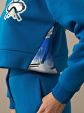 Xint Mavi Pamuk Dokulu Oversize Sweatshirt