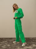 Xint Yeşil Pamuk Dokulu Oversize Sweatshirt