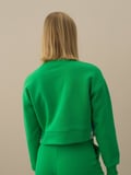 Xint Yeşil Pamuk Dokulu Oversize Sweatshirt
