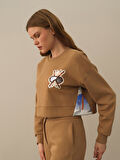 Xint Camel Pamuk Dokulu Oversize Sweatshirt
