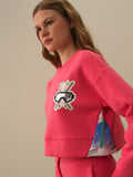 Xint Pembe Pamuk Dokulu Oversize Sweatshirt