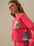 Xint Pembe Pamuk Dokulu Oversize Sweatshirt