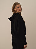 Xint Siyah Pamuk Dokulu Oversize Sweatshirt