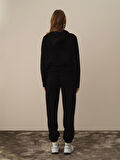 Xint Siyah Pamuk Dokulu Oversize Sweatshirt