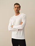 Xint Kırık Beyaz Modal Dokulu Slim Fit Uzun Kollu Tişört