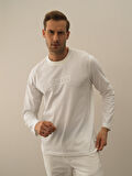 Xint Ekru Pamuk Dokulu Regular Fit Uzun Kollu Tişört