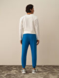 Xint Mavi Pamuk Dokulu Regular Fit Sweat Pantolon