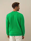 Xint Yeşil Pamuk Dokulu Regular Fit Sweatshirt
