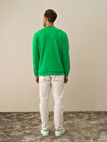 Xint Yeşil Pamuk Dokulu Regular Fit Sweatshirt