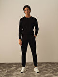 Xint Siyah Pamuk Dokulu Slim Fit Sweat Pantolon