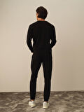 Xint Siyah Pamuk Dokulu Slim Fit Sweat Pantolon