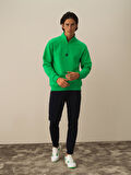 Xint Yeşil Pamuk Dokulu Regular Fit Sweatshirt