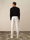 Xint Kırık Beyaz Pamuk Dokulu Regular Fit Sweat Pantolon