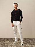 Xint Kırık Beyaz Pamuk Dokulu Regular Fit Sweat Pantolon