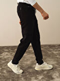 Xint Siyah Pamuk Dokulu Regular Fit Sweat Pantolon