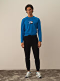 Xint Siyah Pamuk Dokulu Regular Fit Sweat Pantolon