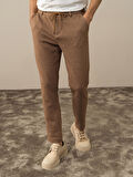 Xint Camel Doğal Yün Dokulu Slim Fit Jogger Pantolon