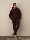 Xint Bordo Pamuk Dokulu Regular Fit Sweat Pantolon