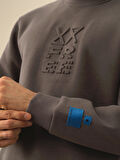 Xint Koyu Gri Dokulu Pamuk Dokulu Regular Fit Sweatshirt