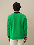 Xint Yeşil Pamuk Dokulu Regular Fit Sweatshirt
