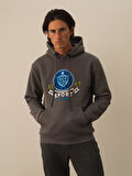 Xint Koyu Gri Pamuk Dokulu Regular Fit Sweatshirt