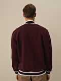 Xint Bordo Pamuk Dokulu Regular Fit Sweatmont